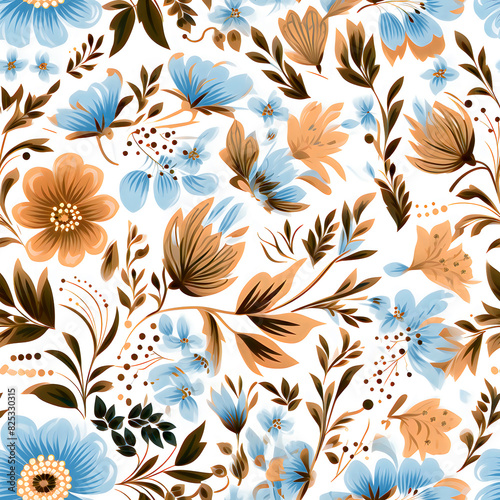 Seamless Luxury Floral Pattern With Leaves and Flowers in Branch Perfect for Modern Home Decor, Textiles, Wrapping Paper, Wallpaper, Fabric Print, Greeting Cards, Invitation Card