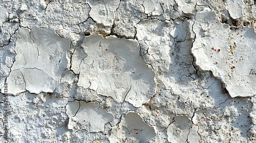 A close-up of a white wall with peeling and chipped paint A close-up of a white wall with peeling and chipped paint