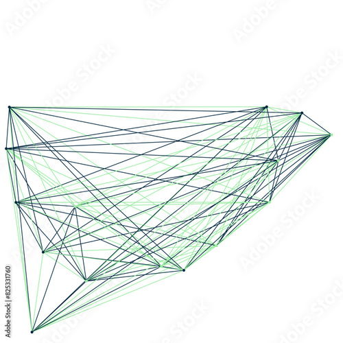 An abstract isolated futuristic node network connection design element.