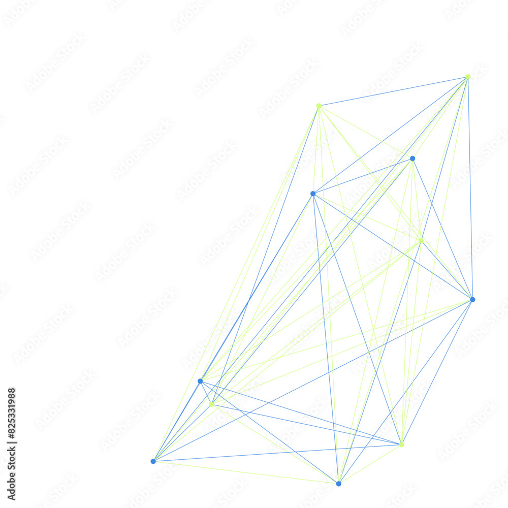 An abstract isolated futuristic node network connection design element.