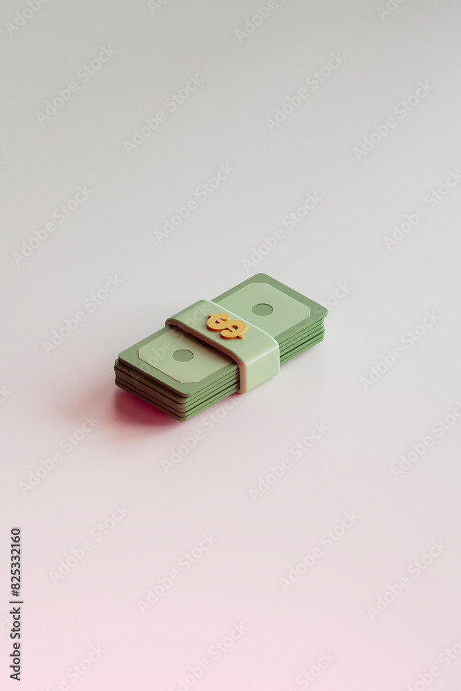 3D Render of Cartoonish Money Bundle 3D Render of Cartoonish Money Bundle