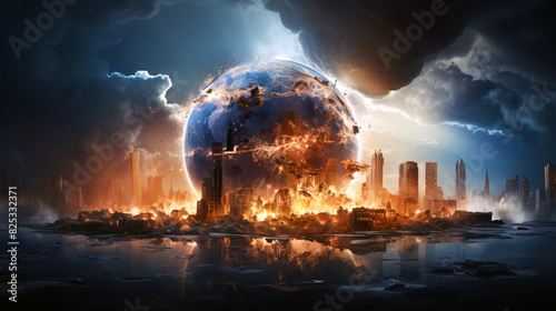 Earth planet suffering from global warming. Global climate change concept. photo