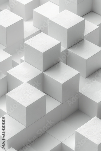 Minimalist isometric design with stepped cubes forming an optical illusion 
