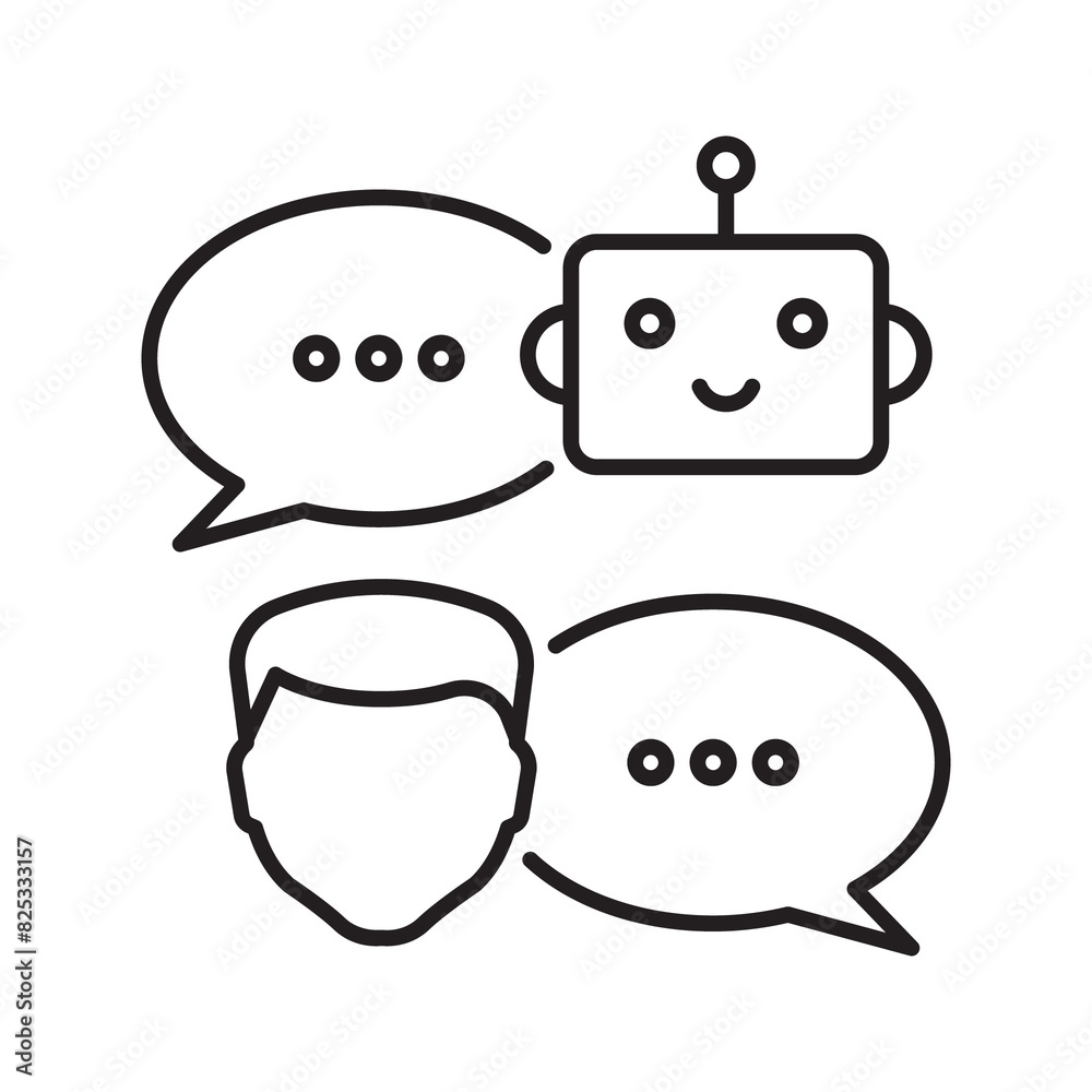 Robot icon. Chatbot icon. Cute smiling bot. Outline robot sign. Vector flat line cartoon illustration. Voice support service bot. Virtual online support. Robot icon Robot icon. Chatbot icon. Cute smiling bot. Outline robot sign. Vector flat line cartoon illustration. Voice support service bot. Virtual online support. Robot icon