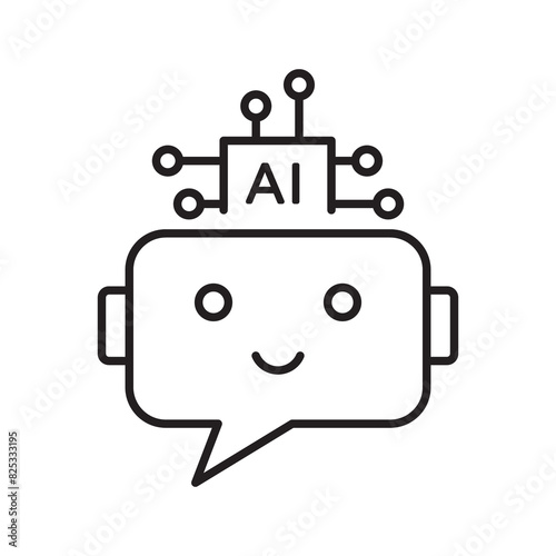 Robot icon. Chatbot icon. Cute smiling bot. Outline robot sign. Vector flat line cartoon illustration. Voice support service bot. Virtual online support. Robot icon