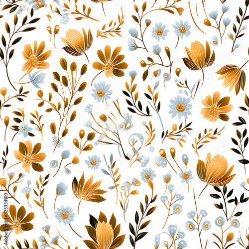 Seamless Luxury Floral Pattern With Leaves and Flowers in Branch Perfect for Modern Home Decor, Textiles, Wrapping Paper, Wallpaper, Fabric Print, Greeting Cards, Invitation Card