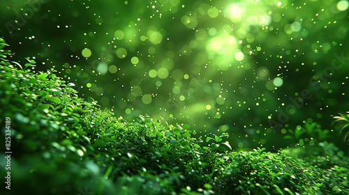   A lush green forest, brimming with verdant foliage and droplets of water, blankets the earth photo