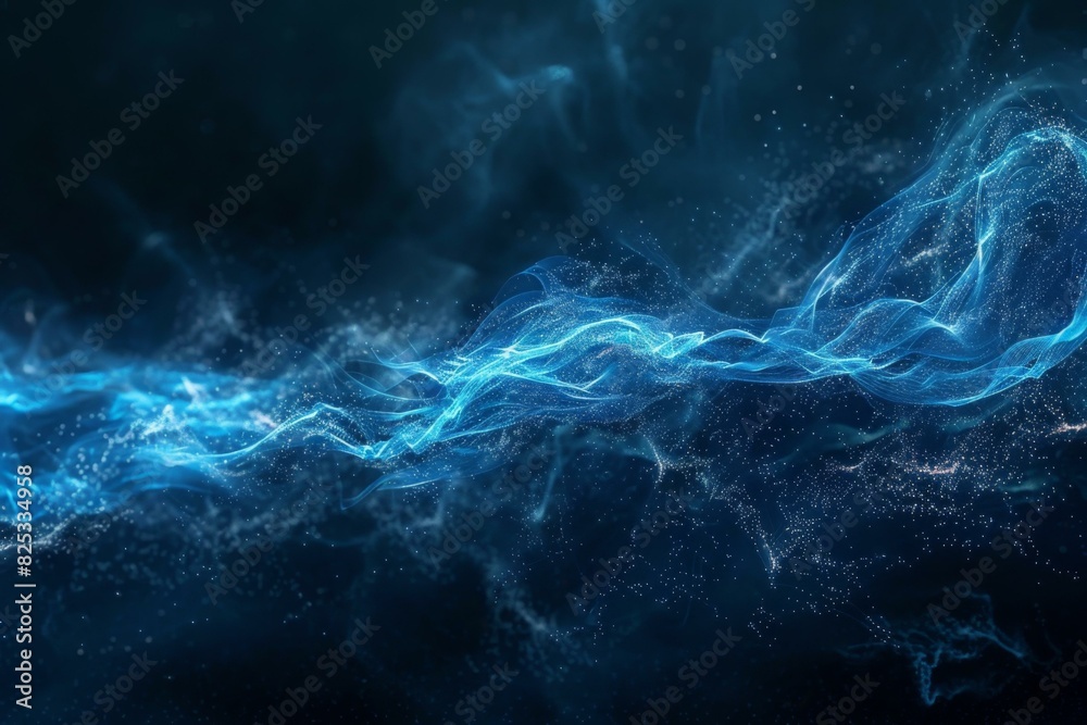 Abstract Blue Energy Wave Background, Futuristic Concept