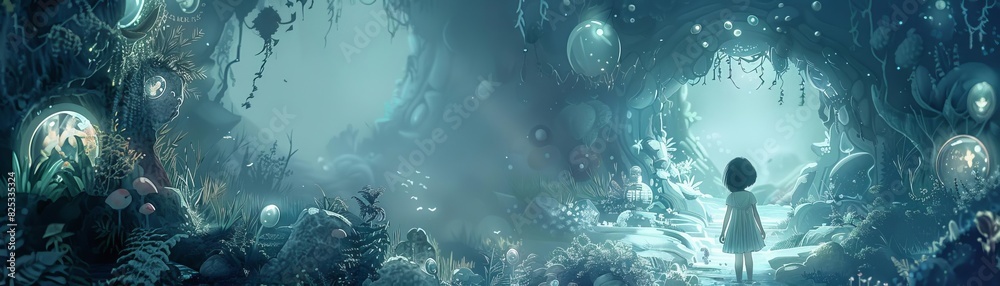 An adventurous tale of a girl navigating a maze of magical mirrors, storybook style, digital painting, soft hues An adventurous tale of a girl navigating a maze of magical mirrors, storybook style, digital painting, soft hues