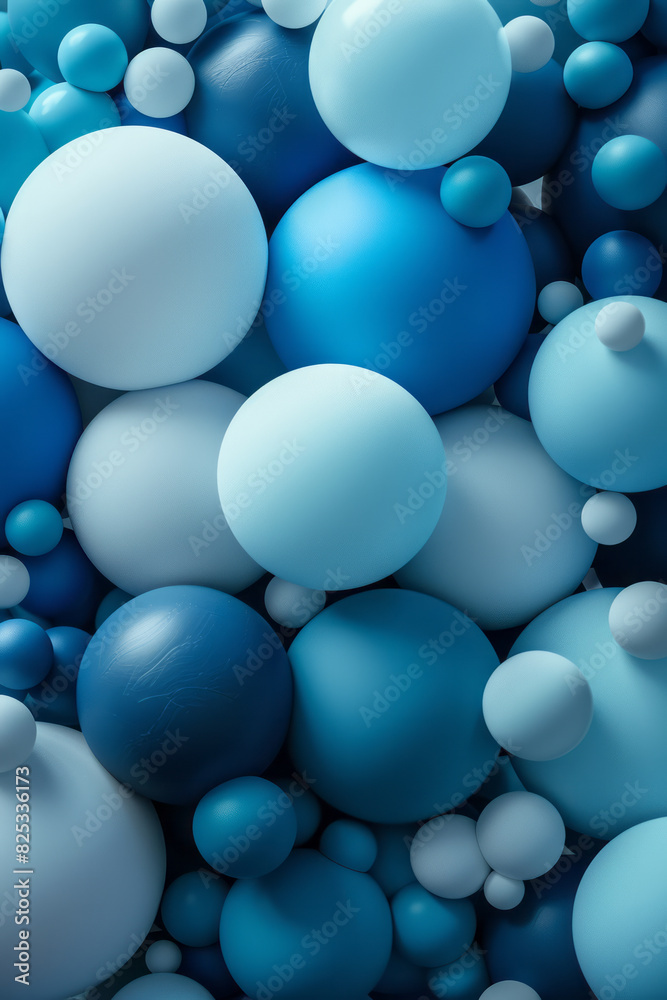 Abstract isometric background with spherical shapes in various shades of blue and turquoise, Abstract isometric background with spherical shapes in various shades of blue and turquoise,