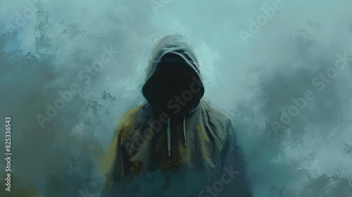 mysterious man with jumper covering face intriguing anonymous portrait digital painting photo