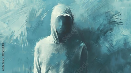 mysterious man with jumper covering face intriguing anonymous portrait digital painting photo