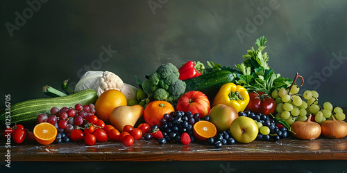 Fresh fruits and vegetables in vibrant abundance