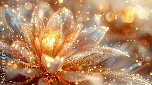   A clear photo of a close-up flower with drops of water and a sharp image of a flower in the back