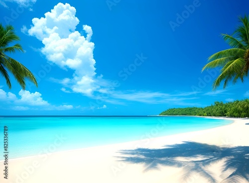 A beautiful scene with a beautiful summer blue beach curtain