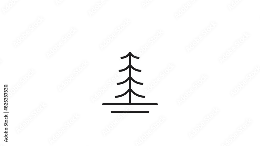 pine tree and sun logo animated line art vector symbol illustration design, landscape symbol animation video template