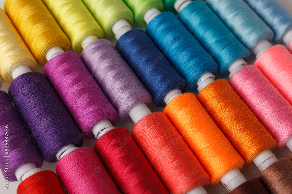 Set of colorful spools of thread Set of colorful spools of thread