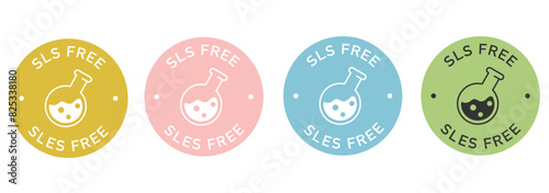 Sls free label vector design for packaging. No sles icon. Illustration, logo, symbol, sign, stamp, tag, emblem, mark or seal for package. Chemical allergens free product sticker.