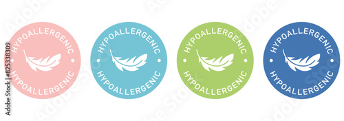 Hypoallergenic label vector design for packaging. Hypoallergenic icon. Illustration, logo, symbol, sign, stamp, tag, emblem, mark or seal for package. Chemical allergens free product color sticker.