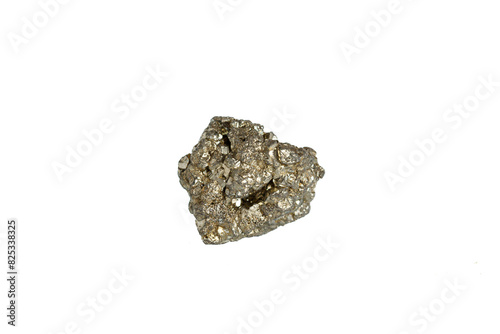 pyrite mineral stone macro on white background