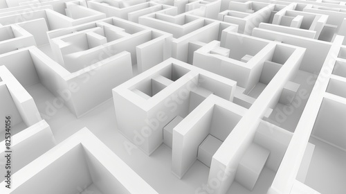 Abstract minimalistic white maze pattern  AI-generated.