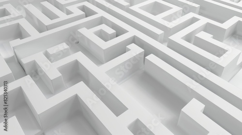 Abstract minimalistic white maze pattern, AI-generated. photo