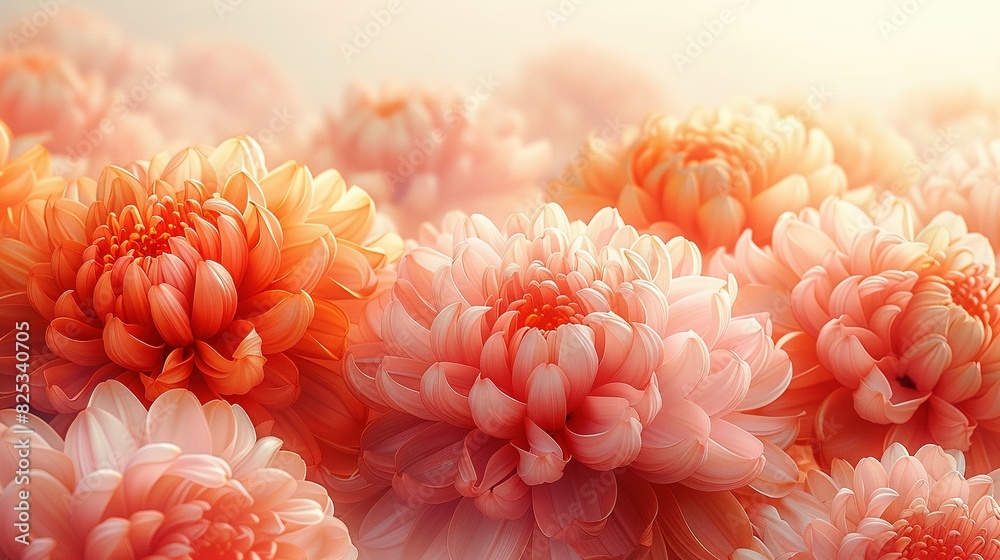 A close-up of several flowers in a pink and yellow blurred background A close-up of several flowers in a pink and yellow blurred background