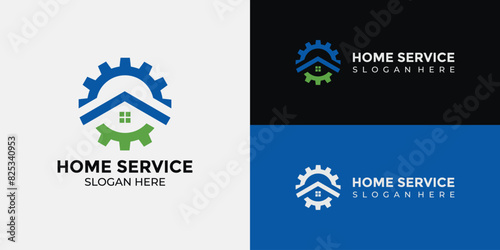 home services logo in green and blue