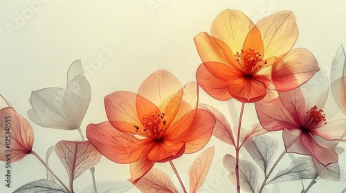   A clear photo of a bouquet of flowers on a white backdrop  featuring sharp images of the petals and leaves