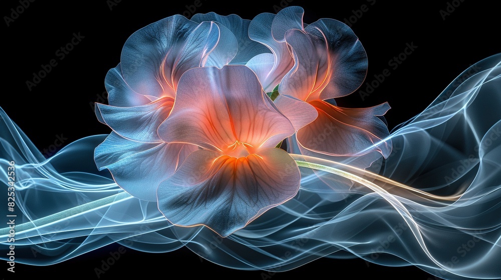 Close-up of black background, clear image of flower Close-up of black background, clear image of flower