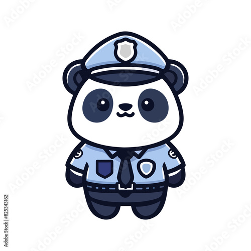 cute panda police icon character cartoon