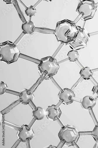 Minimalist isometric hexagons and chemical structures, arranged in a repeating pattern,