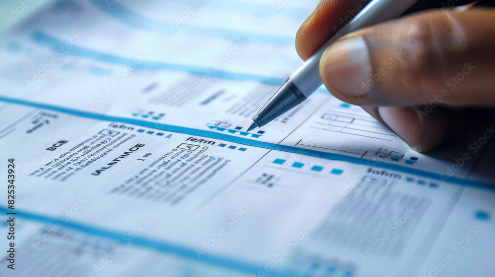 A person is writing on a piece of paper with a pen