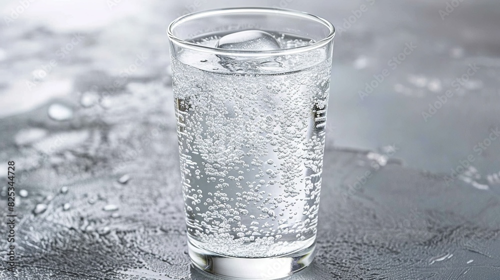 Glass of water on shiny table with water droplets Glass of water on shiny table with water droplets