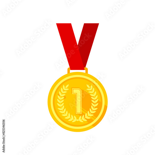 gold medal, victory, award - vector illustration