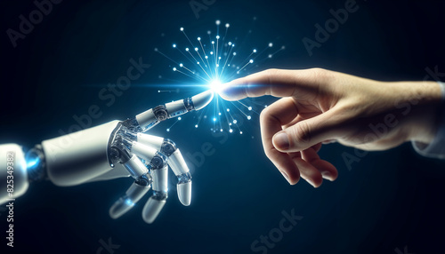 Human and Robot Hand Touching and Creating Spark of Connection