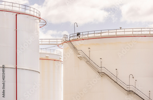 Petroleum gas tanks in a depot.