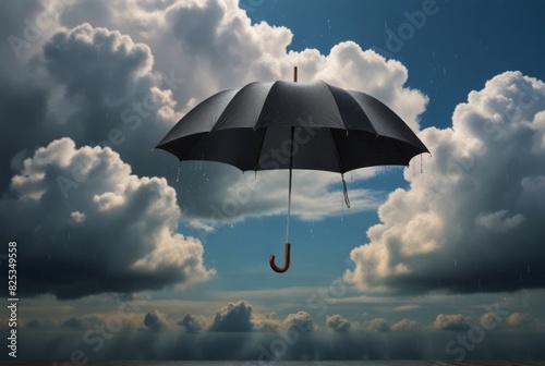 The umbrella is flying in the sky