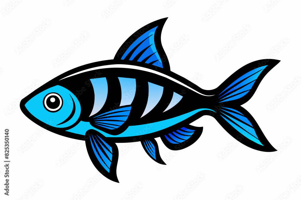 Fototapeta premium A blue eyed rainbow fish silhouette black vector artwork illustration