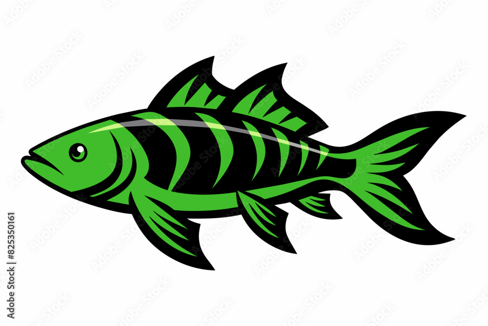 A green tiger bar fish silhouette black vector artwork illustration A green tiger bar fish silhouette black vector artwork illustration