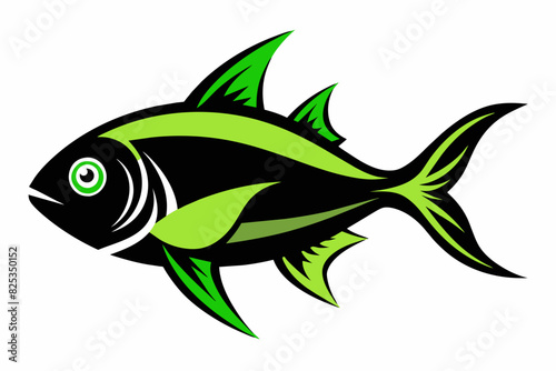 A green fire tetra fish silhouette black vector artwork illustration 