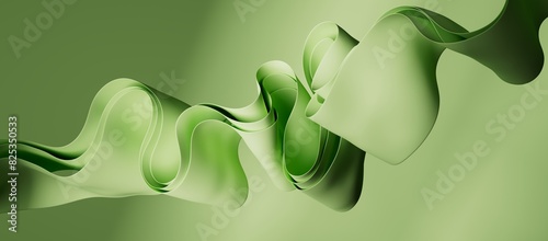Fototapeta Naklejka Na Ścianę i Meble -  Abstract green wallpaper. Curvy folded paper background. 3d render