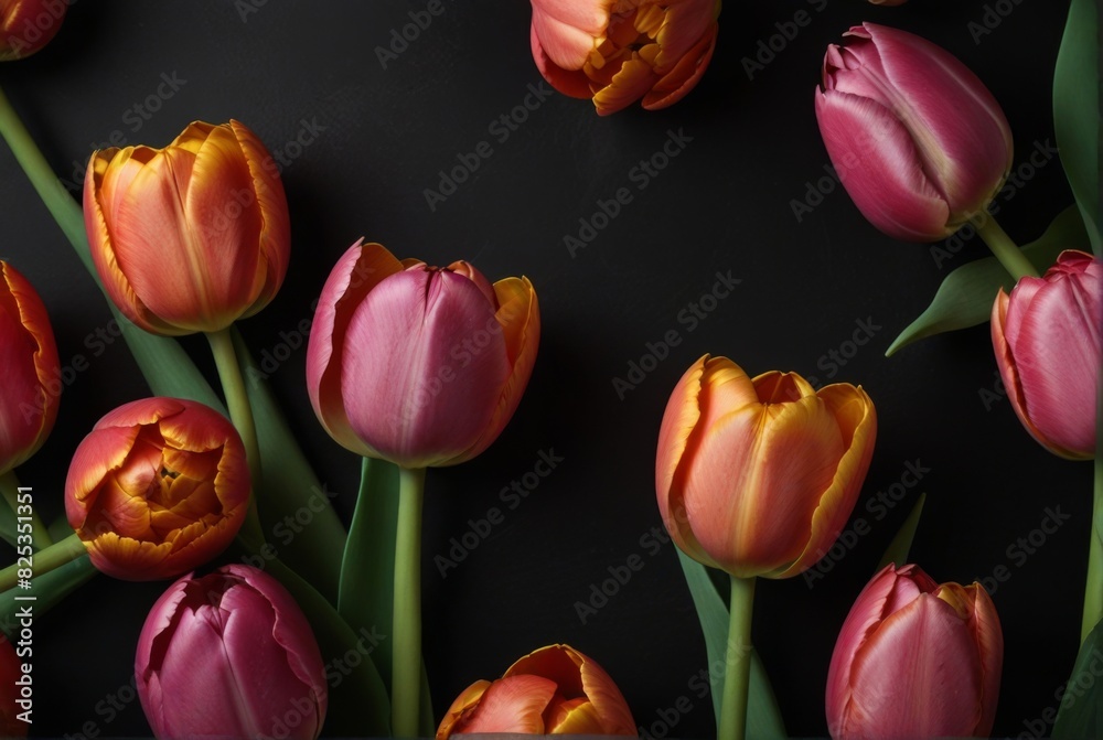 tulips on a black background tulips on a black background