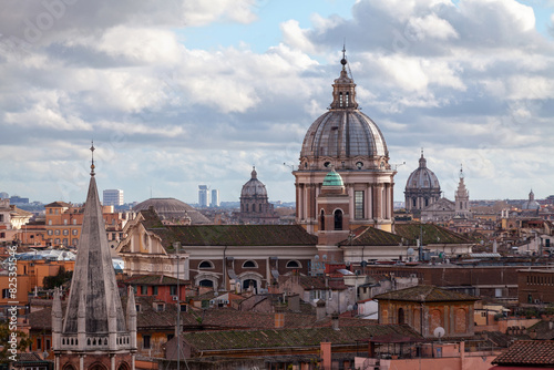 Aerial view of Church of Saints Ambrose and Charles Borromeo in Rome photo