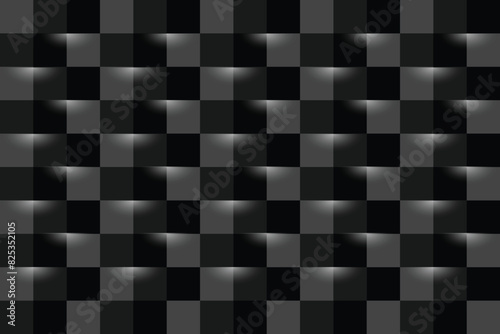abstract 3d wallpaper. black and grey checkered background with white light shadow.