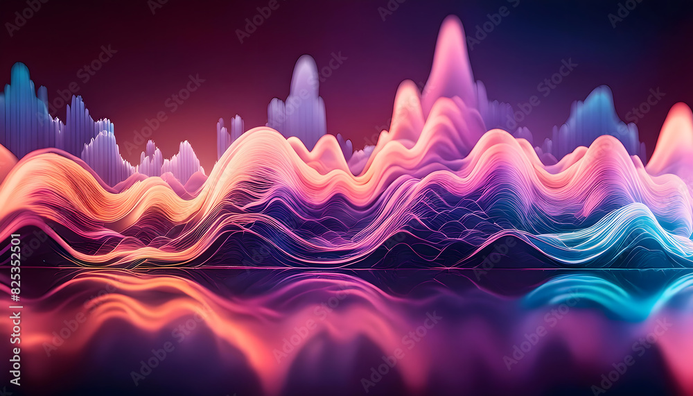 Φωτογραφία wellen, landschaft, 3, neon, cyber, world, neu, Kreativität, glow, welle, dynami