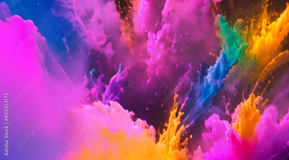 Explosion of bright colorful paint on black background burst of multicolored powder abstract pattern of colored dust splash Explosion of bright colorful paint on black background burst of multicolored powder abstract pattern of colored dust splash