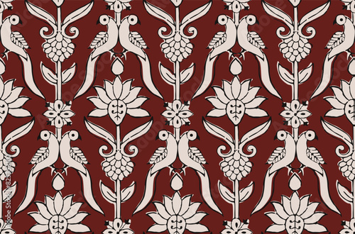 PEACOCK BIRD AND FLORAL SEAMLESS PATTERN JAIPUR PRINTS INDIAN PATTERN BOHEMIAN SEAMLESS PRINTS