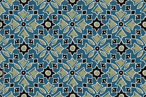 GEOMETRIC SEAMLESS PATTERNS IN EARTHY TONES AJRAKH PATTERN, HAND BLOCK PRINT, BATIK PRINT, INDIAN TEXTILE BACKGROUND