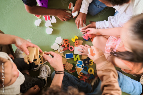 Children playing in the classroom photo